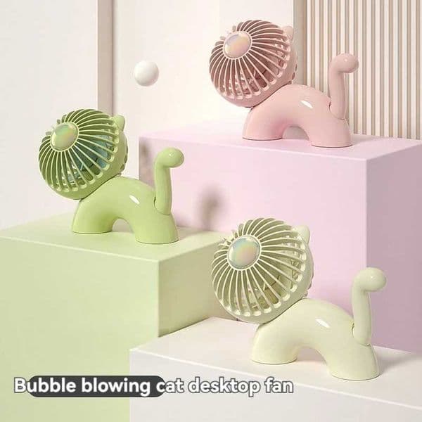 2024 New Small Desktop Fan Cartoon Cat shaped USB Charging Silent and Portable Gear Adjustable Strong Wind Fan Z250324