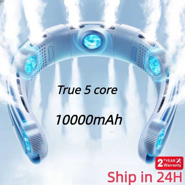 Portable neck fan 10000mAh charging fan mini 3-speed outdoor silent electric ventilation fan with strong wind Z250324