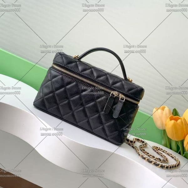 Designer Mini Bags 19.5 Quilted Handbags Woman Genuine Leather Crossbody Purse Black Shoulder Chain Bag with Box