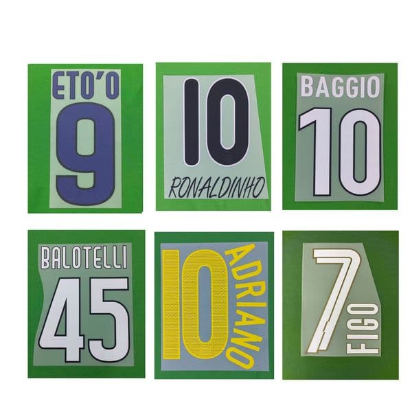 Retro Soccer Nameset #10 BAGGIO #7 FIGO #10 ADRIANO Printing CUSTOMIZE NAME NUMBER Heat Transfer Soccer Patch Badge