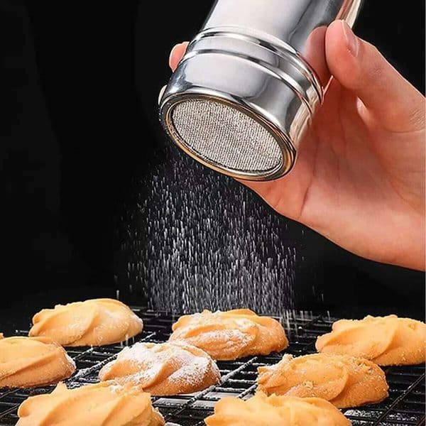 1pc-Sier stainless steel mesh tube type dusters dusting salt shaker spice jar Salt Sugar Pepper Shaker Box Cocoa Icing Powder