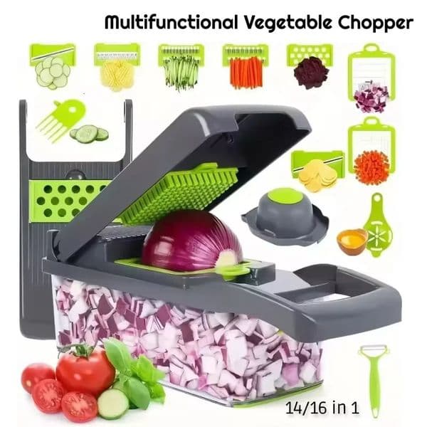 Multi functional vegetable chopper 1416 in 1 handle food grade kitchen slicer cutting machine 250324