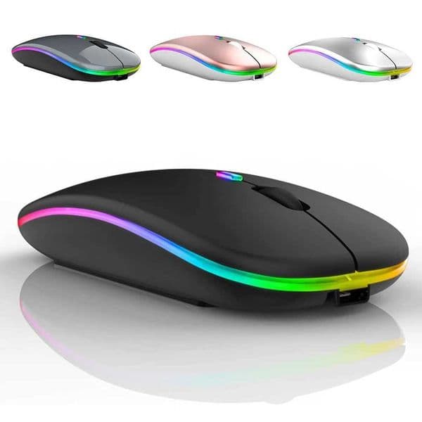 LED Wireless Mouse USB Charging BT Compatible RGB Mouse Silent Ergonomic Mouse with Backlight Suitable for PC iPad M250325
