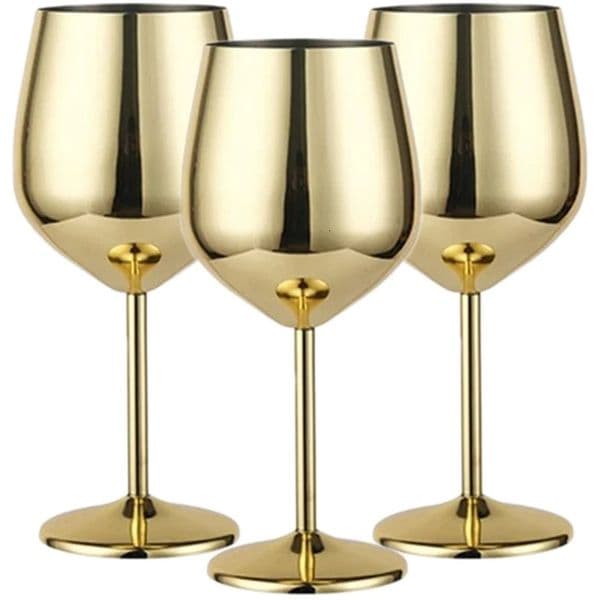 3 pieces of stainless steel glass cocktail creative metal bar restaurant champagne red wine beverage cup 250325
