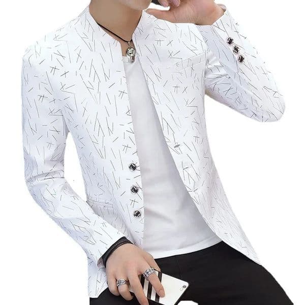 Mens Printed Small Suit Male Korean Version of The Self-cultivation Stand-up Collar Chinese Tunic Casual Suit Thin Jacket Youth 250324