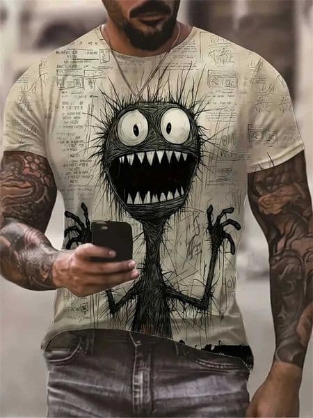 New summer mens retro T-shirt 3D printed funny graphic top mens casual short sleeved clothing fashionable street clothing W250324