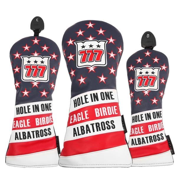 PU Leather USA Flag n Starts Embroidery Golf Club Headcover Driver Head Covers 250314