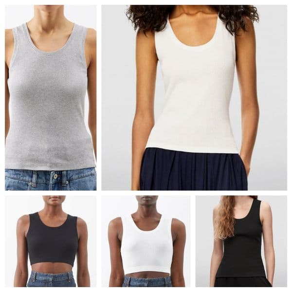 2026 New Women's Tanks & Camis Anagram-Embroidered Cotton-Blend Tank Top Shorts Designer T Shirts Suit Knitted Femme Cropped Jersey Ladies Tees Tops White Black