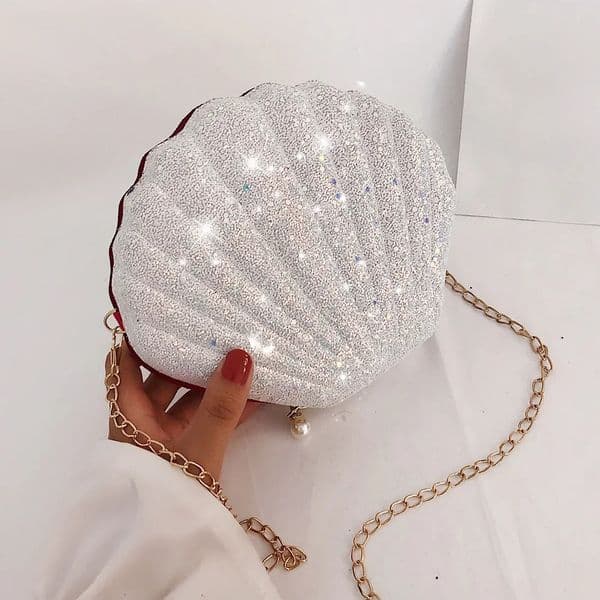 Women Shoulder Handbags Shell Bag Chain Cute Sequins Small Bag Phone Money Pouch Zipper Crossbody Bags for Women Bolsa Feminina R250325