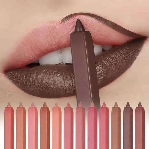 12 Colors Lip Liner Pen Set Long-Lasting Waterproof Sweatproof Easy Coloring Non-fading Color Rendering Lip Gloss Set Beauty M 250324