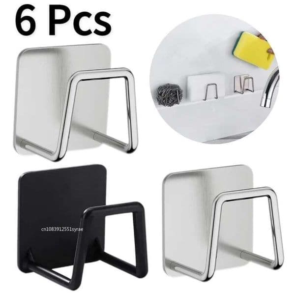 Stainless Steel Sink Sponges Holder Seldhesive Drain Drying Rack Kitchen Wall Hooks Accessories Storage Organizer