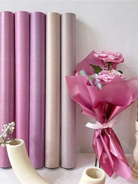 49cmX5Meter Waterproof Pearl Satin Silk Texture Paper Thickened Silver Glitter Film Packaging Cover Flower Bouquet Wrapping Page 250326