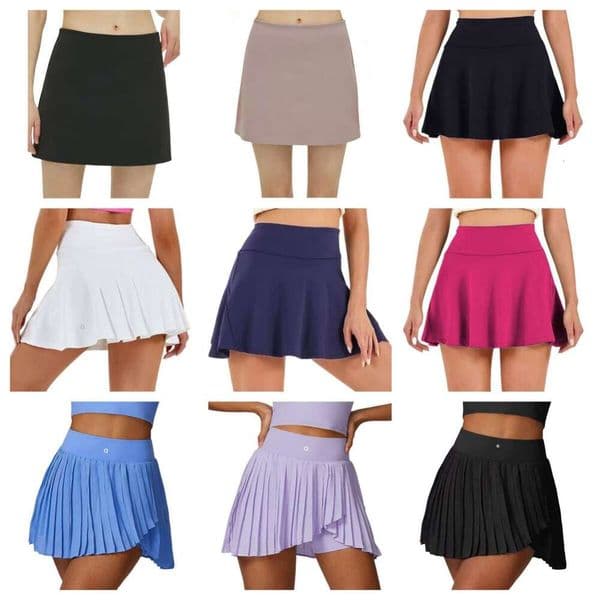 Women's alosets Short Skirt Modal Threaded Flat Pleated Women's Sexy Beautiful Comfortable Breathable Peplum Summer Yoga Sports Fiess Clothing 02