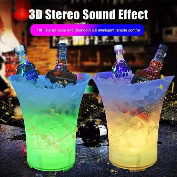 LED ice bucket with Bluetooth speaker 5L large capacity wine ice bucket beverage container home bar multi-color replacement X250326