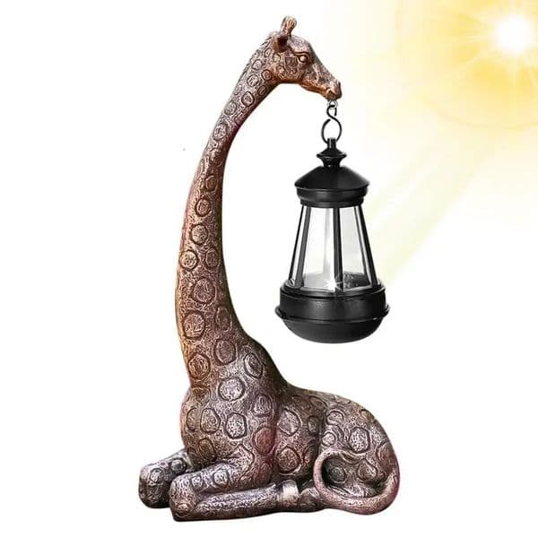 Cute Giraffe Solar Light Garden Statue Animal Figurine Lantern Giraffe Sculpture Animal Resin Statue Backyard Art Craft Ornament 250326