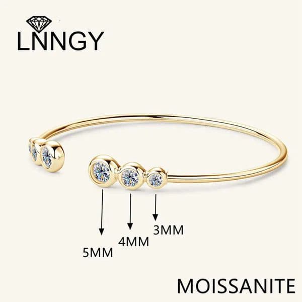 Lnngy Adjustable Cuff Bracelet Original and Pure 925 Sterling Silver Bezel Bracelets For Women Opening Wrist Jewelry 250318