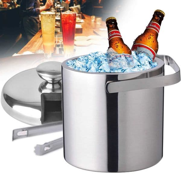 1.3L ice bucket champagne cooler ice bucket double-layer stainless steel X2503261