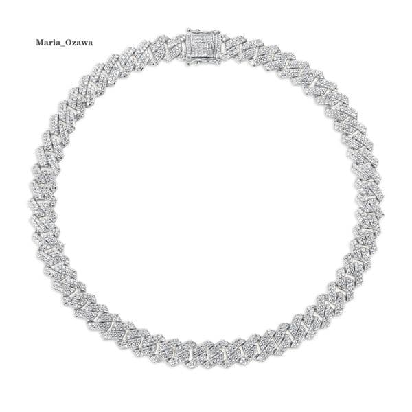 Festival Nightglow Chain - 13mm Prismatic moissanite Rhodium Copper 360° RGB Reflections