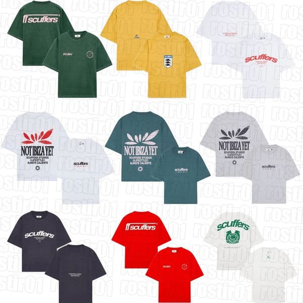 mens T Shirts Harajuku Scuffers Logo Short-sleeved Sweatshirt Gothic Korean Oversized Hoodie Streetwear Top Junk Clothes
