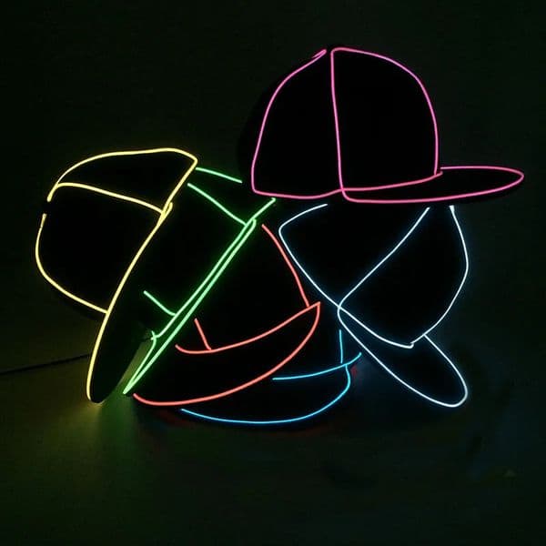 EL Wire Luminous Glowing Baseball Hat LED Light Up Hiphop Baseball Cap For Men Women Neon Party Hat Costume Supplies 250327