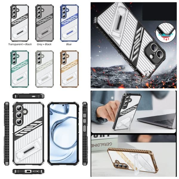 Kickstand Cases For Samsung S25 Edge S24 FE Plus S23 Ultra A05 A05S A13 A32 A15 A25 A06 A16 A26 A36 A56 A54 A55 Hard PC Soft TPU Plastic Hybrid Hit Fine Hole