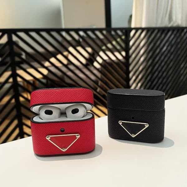 Luxury designer Triangular letter airpods 4 case PU Leather Airpods Pro 2nd Cases Luxurys Protective Cover with Anti-lost Buckle Air Pods 2/ 3 Headphone Earpods Covers