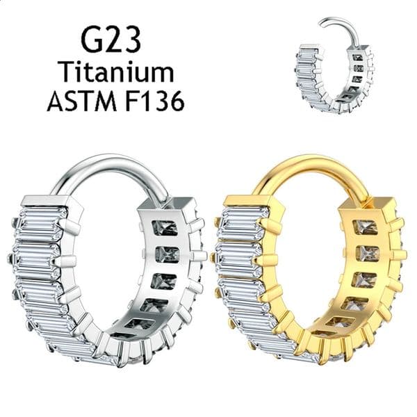 Bling G23 Nose Rings 16G Earrings Set 5A Cubic Zirconia Shiny Septum Piercing Ear Cartilage Tragus Hoop Fashion Jewelry 250327