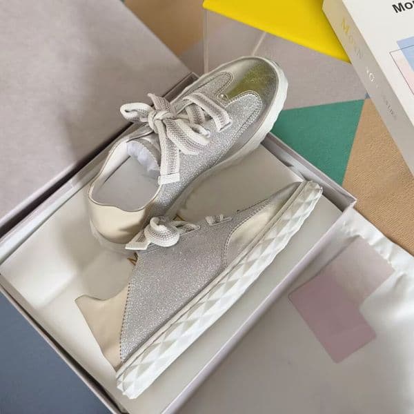 Top Luxury Women Diamond Light Flex F Trainer Shoes Lightweight Natural Rubber Party Dress Lace Up Lady Platfrom Skatebording Walking EU35-43,Orignal Box