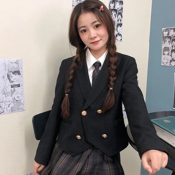 Girl JK Uniform Set Coat Japanese University Clothing Long Sleeve Double Chest Jacket Womens Cute School 250326
