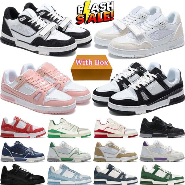 with box designer shoes mens trainer women sneakers Outdoor black white blue navy orange green yellow Pink Brown table tennis jogging sport shoe