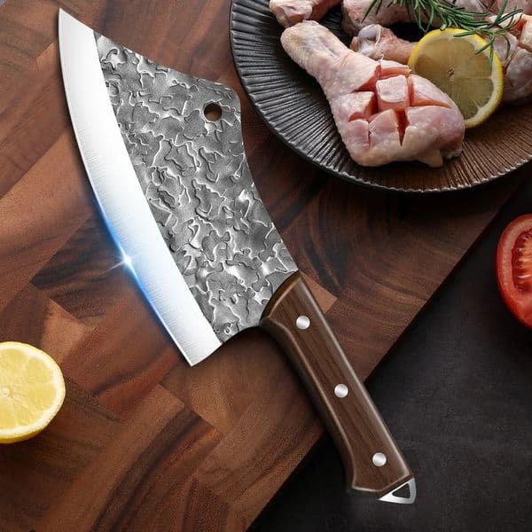 7Inch Hand Forged Blade Kitchen Butcher Knife Stainless Steel Sharp Meat Cleaver Cooking Chef Knife for Chicken and Beef 250325