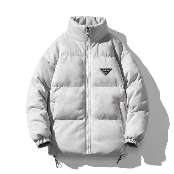 GG-P-R-A Fashion Designer Men's Suede Jackets Winter New Style Suede Cotton padded Jacket High-end Stand Collar Loose Fit Bread Coat Oversized Trendy Cotton Clothes