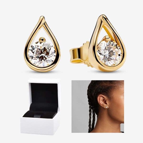 Golden Infinite Diamond Stud Earrings 925 Sterling Silver For Women Wedding Gift Jewelry Set Designer Gold with Retail Original Box Top Quality Wholesale Q260525
