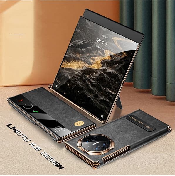 Genuine ALCANTARA Leather Hinge Flip Case for Huawei Mate XT Window View Bracket Cover