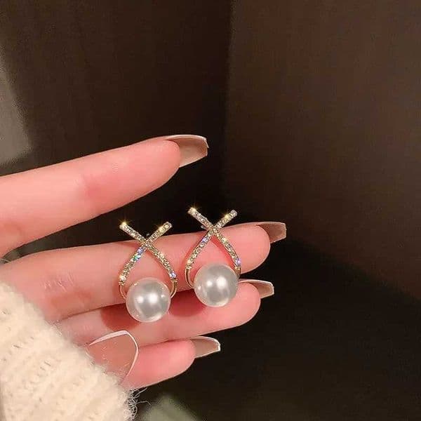 2 pieces of womens Tren cross stud diamond earrings for outdoor travel carnivals parties holiday beverage gift-6511XJ250327