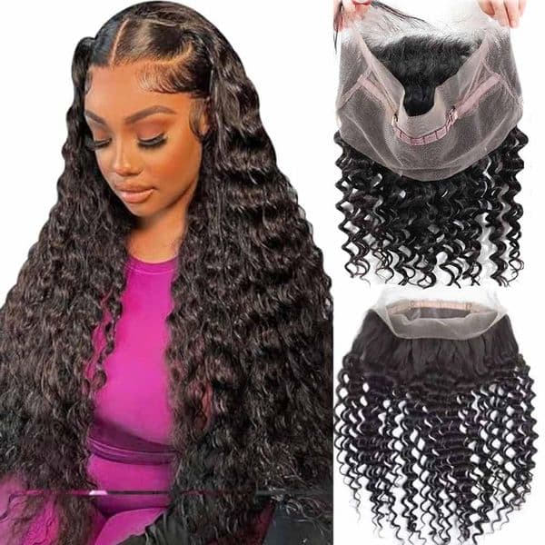 360 Full Lace Frontal Closure Deep Wave 360 Deep Curly Human Hair Frontal 100 Human Hair Natural Hairline with Perfect Edges 360 Frontal Sew In For You Easy Bella Hair