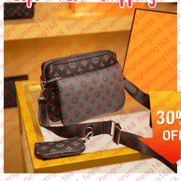 2025 Mens Totes Bag Handbags Purses Fashion Handbags Men Leather TRIO Messenger Bags Luxury Shoulder Bag Make up Bag louise