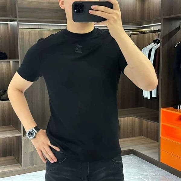 New high-quality summer simple half-sleeve T-shirt anti-wrinkle solid color short sleeve T-shirt men slim elastic trend fashion