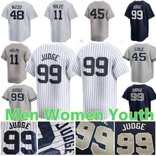 Custom 99 Aaron Judge Jersey Anthony Volpe Cody Bellinger Nestor Cortes Jr. Giancarlo Stanton Aaron Hicks Max Fried Gleyber Yankees Cole Goldschmidt Men Women Youth
