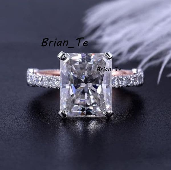 Solitaire Accents Stone 3CT Cultivated Emerald Diamond Ring S925 10K 14K 18K Gold Fine Jewelry Vintage Moissanite Bridal Ring