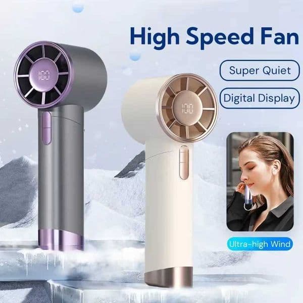 2025 New Portable Electric Handheld Fan 100 Speed Aluminum Alloy Ultra High Speed Fan Rechargeable Large Digital Display Fan X250329