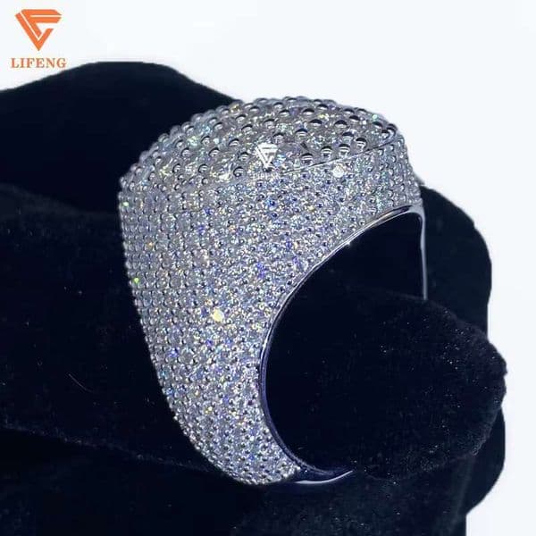 Lifeng Luxury Fully Diamond Ring VVS Moissanite White Gold Oval Shape Wedding Engagement Party Ring Women Made Sterling Silver