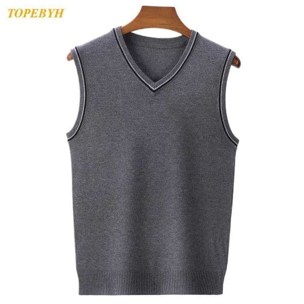 New mens business casual Pullover Wear warm sleeved non-woven vest mens knitted top X250329