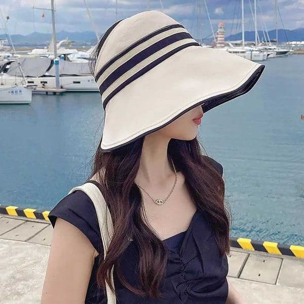 UPF50+high sun protection vinyl large conical hollow hat for women outdoor UV folding sun hat beach vacationXJ250329