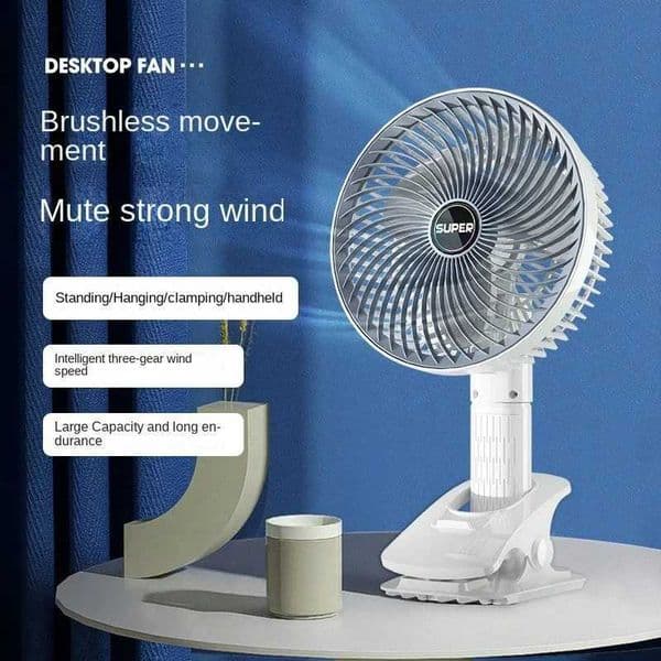 Portable 3-speed electric handheld fan clip on circulating fan for rooms and camping desktop cooling offices X250329