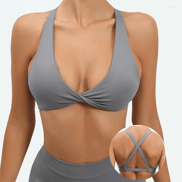 Yoga Outfit Mileegirl High Impact Women Sports Bras Sexy Cross Back Top Bra Twist Design Fitness Gym Padded Running Workout