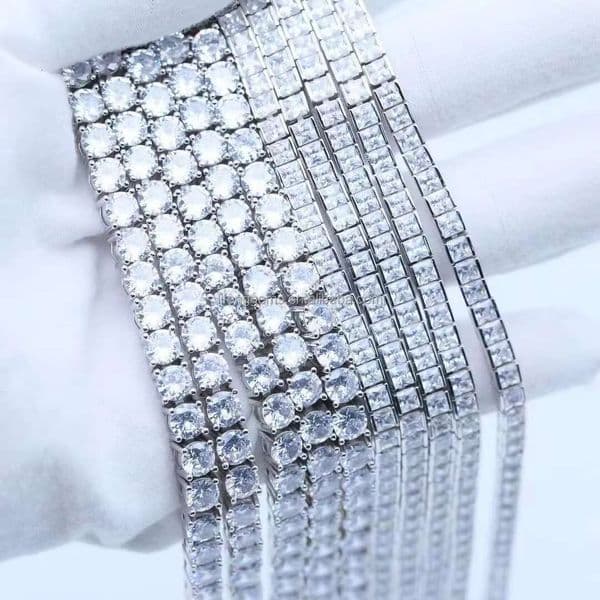 Wholesale 925 Sterling Silver Tennis Link Chain Vvs Diamond Moissanite Charm Necklace Rose/white/yellow Gold Plated Birthday