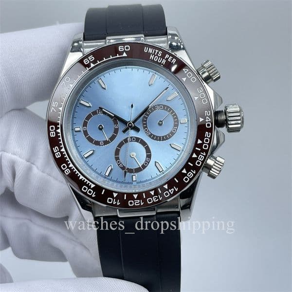U1 Factory Quality Watch 40mm Automatic Mechanical Movement Designer Chronograph 904l Sapphire Glass Mens Ceramic Bezel Blue Dial Watches