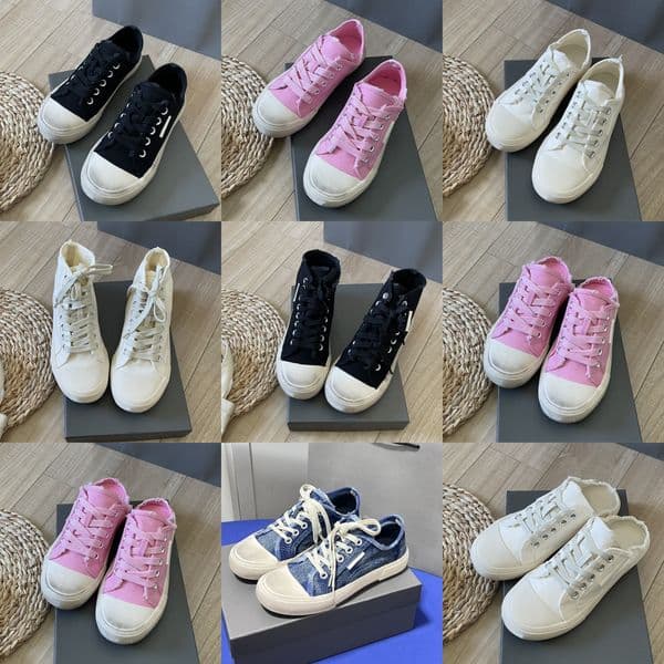 Women Luxury Casual Shoes Designer Sneaker Dirty Vintage Leather Black White Pink Denim Blue Lady Canvas Outdoor Platform Trainers Sneakers Jogging Walking 35-40