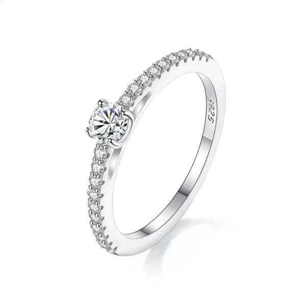 A genuine 925 sterling silver small moisturizing ring suitable for women simple and sparkling 0.3CT certified laboratory diamond finger ring 250325